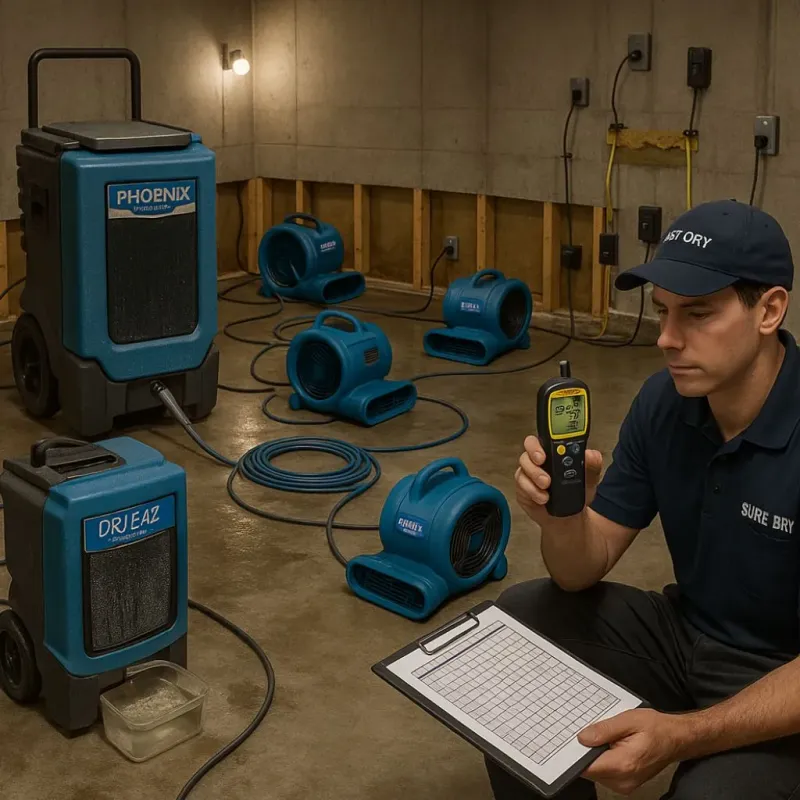 Structural Drying and Dehumidification process in Abbotsford, WI